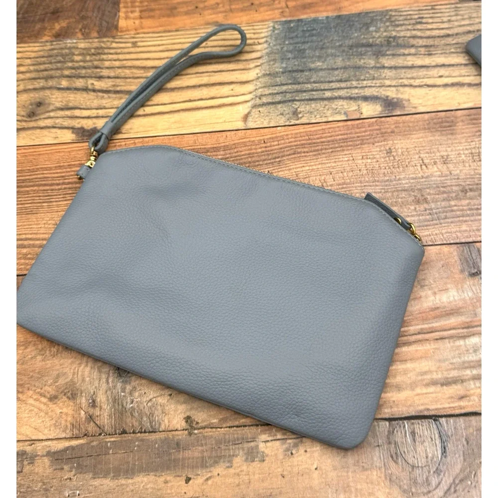 2 Pc Set Lodis Italian Leather Dustin Eiffel‎ Wristlet & Wallet RFID Powder Blue